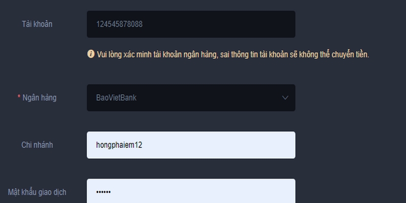 Đảm bảo tân binh sử dụng đúng số tài khoản ngân hàng bạn đã cung cấp